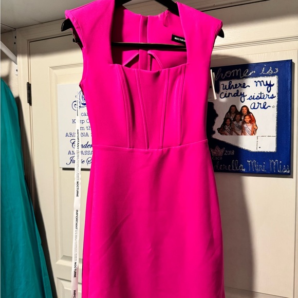 Vibrant Pink Cap Sleeve Pageant Interview Mini Dress - Picture 1 of 6